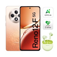 Celular OPPO Reno12 F 5G 12GB 256GB Naranja + Audífonos Enco Buds2 Verde Gratis